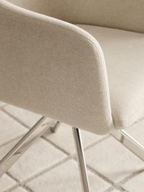 Chaise à accoudoirs pivotante Isla, Tissu blanc cassé, argenté haute brillance, larg. 63 x prof. 58 cm