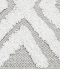 Tapis de couloir gris avec structure en relief tissé main Ziggy, 100 % coton, Gris & blanc crème, imprimé, larg. 80 x long. 200 cm