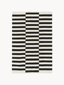 Tapis kilim tissé main Donna, Noir, blanc crème, larg. 160 x long. 230 cm (taille M)