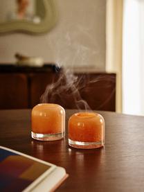 Mundgeblasene Teelichthalter Dylla mit Luftbläschen, 2er-Set, Kalknatronglas, Peach, Ø 8 x H 8 cm