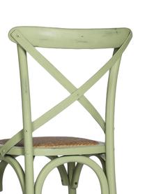 Silla Cross, Estructura: madera de abedul, Asiento: ratán natural, acabado de, Verde, beige, An 50 x Al 88 cm