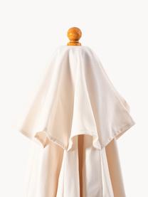 Sombrilla artesanal con sistema de poleas Klassiker, tamaños diferentes, Blanco crema, madera clara, Ø 210 x Al 251 cm