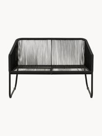 Garten-Sitzbank Moa mit Kunststoff-Geflecht, Sitzfläche: Polyethylen-Geflecht, Gestell: Metall, pulverbeschichtet, Schwarz, B 118 x T 64 cm