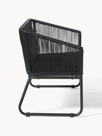 Garten-Sitzbank Moa mit Kunststoff-Geflecht, Sitzfläche: Polyethylen-Geflecht, Gestell: Metall, pulverbeschichtet, Schwarz, B 118 x T 64 cm