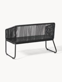 Banquette de jardin en plastique tressé Moa, Noir, larg. 118 x prof. 64 cm