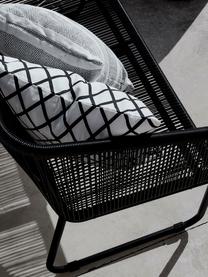 Banquette de jardin en plastique tressé Moa, Noir, larg. 118 x prof. 64 cm