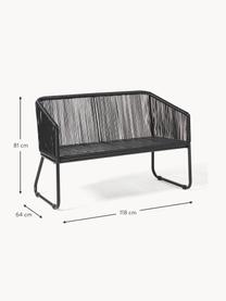 Banco para exterior de plástico Moa, Asiento: polietileno, Estructura: metal con pintura en polv, Negro, An 118 x F 64 cm