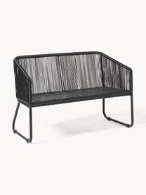 Banquette de jardin en plastique tressé Moa, Noir, larg. 118 x prof. 64 cm