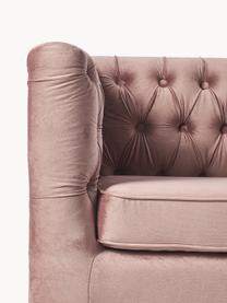 Sofa Chesterfield z aksamitu Chiara (2-osobowa), Tapicerka: aksamit (poliester) Dzięk, Stelaż: lite drewno brzozowe, Nogi: metal galwanizowany, Aksamitny blady różowy, S 170 x G 72 cm