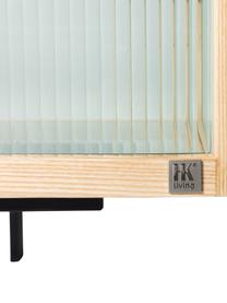 Lowboard Oli mit Glas-Schiebetüren, Korpus: Eschenholz, Transparent, Hellbraun, Schwarz, B 160 x H 55 cm