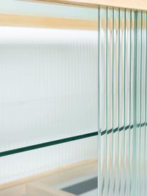 Lowboard Oli mit Glas-Schiebetüren, Korpus: Eschenholz, Füße: Metall, pulverbeschichtet, Transparent, Hellbraun, Schwarz, B 160 x H 55 cm