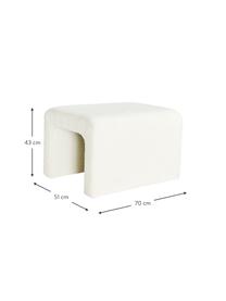 Tabouret en tissu bouclé blanc Odette, Tissu bouclé blanc, larg. 51 x prof. 70 cm