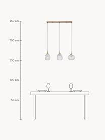 Hanglamp Vario van gesatineerd glas, Lampenkap: gesatineerd glas, Goudkleurig, transparant, B 76 x H 24 cm