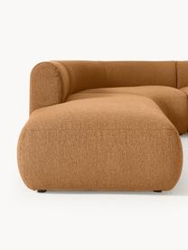 Canapé d'angle modulable 4 places en tissu bouclé Sofia, Bouclé brun clair, larg. 318 x prof. 298 cm, méridienne à droite