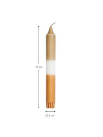 Velas cónicas Tone, 2 uds., Parafina, Blanco, naranja, dorado, Ø 2 x Al 19 cm