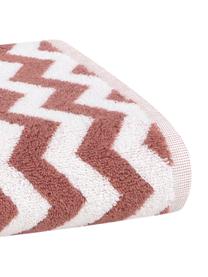 Set 3 asciugamani con motivo a zigzag Liv, Terracotta, bianco crema, Set in varie misure