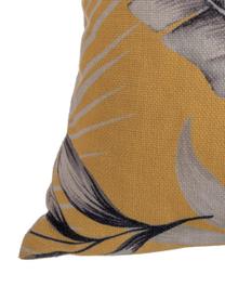 Coussin 45x45 extérieur Leaves, Jaune, gris, blanc, 45 x 45 cm