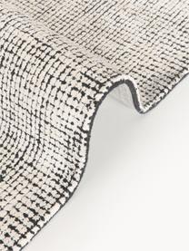 Handgewebter Kurzflor-Teppich Mansa, 56 % Wolle, RWS-zertifiziert, 44 % Viskose, Schwarz, Cremeweiss, B 80 x L 150 cm (Grösse XS)