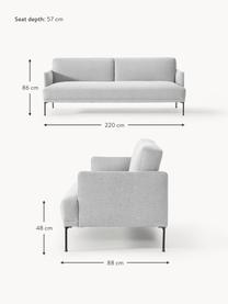 Schlafsofa Fluente (3-Sitzer), Bezug: 100% Polyester Der strapa, Gestell: Massives Kiefernholz, Füße: Metall, pulverbeschichtet, Webstoff Hellgrau, B 220 x T 88 cm