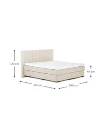 Letto Boxspring Premium Lacey, Materasso: a molle insacchettate a 7, Piedini: legno di faggio massiccio, Beige, 200 x 200