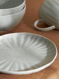 Matné snídaňové talíře s reliéfem, 4 ks, Porcelán, Světle šedá, Ø 22 cm, V 3 cm