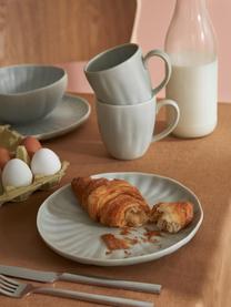 Matné snídaňové talíře s reliéfem, 4 ks, Porcelán, Světle šedá, Ø 22 cm, V 3 cm