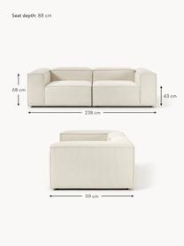 Modulares Sofa Lennon (3-Sitzer), Bezug: 100 % Polyester Der strap, Gestell: Massives Kiefernholz, Spe, Webstoff Off White, B 238 x T 119 cm