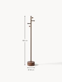 Appendiabiti con base in marmo Disa, Struttura: metallo verniciato a polv, Marrone scuro marmorizzato, Ø 30 x Alt. 180 cm