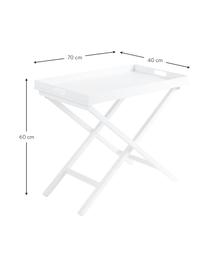 Table d'appoint pliante Vero, Aluminium, enduit, Blanc, mat, larg. 70 x haut. 60 cm