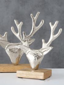 Déco cerf argenté Harribert, 2 élém., Bois de manguier, aluminium, Bois de manguier, aluminium, Lot de différentes tailles