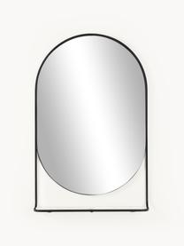 Espejo de pared ovalado Verena, con estante de mármol, Espejo: cristal, Negro, An 60 x Al 90 cm