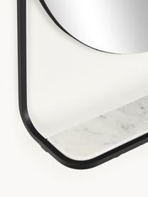 Miroir mural ovale avec étagère en marbre Verena, Noir, larg. 60 x haut. 90 cm