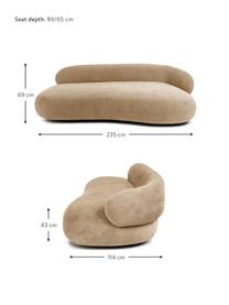 Nierensofa Alba (3-Sitzer), Bezug: 97% Polyester, 3% Nylon D, Gestell: Massives Fichtenholz, FSC, Webstoff Beige, B 235 x T 114 cm, Rückenlehne rechts