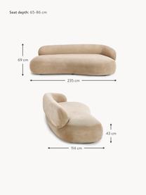 Sofá Alba (3 plazas), Tapizado: 97% poliéster, 3% nylon A, Estructura: madera de abeto maciza, m, Patas: plástico Este producto es, Tejido beige, An 235 x F 114 cm, respaldo izquierdo