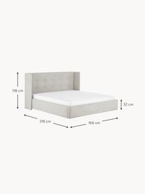 Gestoffeerd bed Star, Bekleding: polyester (gestructureerd, Frame: massief grenenhout en pla, Geweven stof lichtbeige, B 180 x L 200 cm