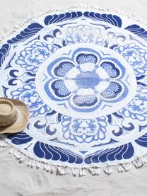 Ręcznik plażowy Carouse, Odcienie niebieskiego, biały, Ø 150 cm