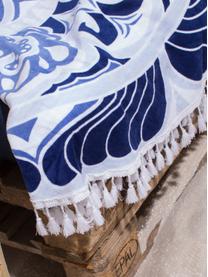 Serviette de plage ronde Carouse, Tons bleus, blanc, Ø 150 cm