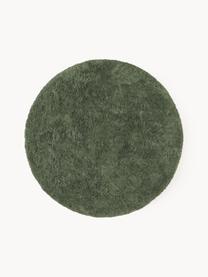 Okrúhly huňatý koberec s vysokým vlasom Leighton, Tmavozelená, Ø 150 cm (veľkosť M)