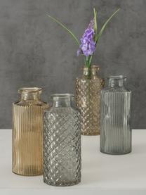Vases en verre Panja, 4 élém., Verre, Tons beiges et gris, transparent, Ø 6 x haut. 14 cm