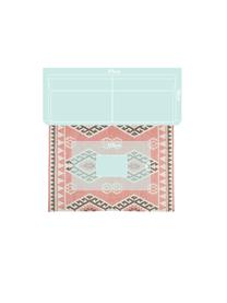 Tapis intérieur-extérieur tissé à la main Tangier, Endroit et envers : corail, gris, crème