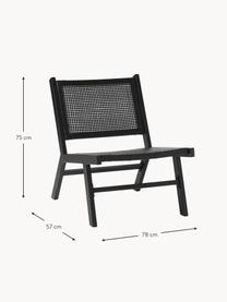 Garten-Loungesessel Palina in Holzoptik, Gestell: Metall, pulverbeschichtet, Sitzfläche: Kunststoff-Geflecht, Schwarz, B 57 x T 78 cm