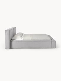 Gestoffeerd bed Lennon, Bekleding: 100% polyester Met 115.00, Frame: massief grenenhout, multi, Poten: hout, kunststof Dit produ, Geweven stof grijs, B 248 x L 243 cm (ligvlak 180 x 200 cm)