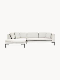 Ecksofa Emma mit Metall-Füßen, Bezug: Polyester 100.000 Scheuer, Gestell: Massives Kiefernholz, Bir, Füße: Metall, pulverbeschichtet, Webstoff Off White, B 302 x T 220 cm, Eckteil links