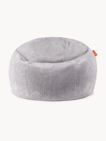 Pouf fait main en velours côtelé pour enfant Flora, Velours côtelé gris clair, larg. 85 x haut. 50 cm