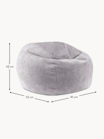 Pouf fait main en velours côtelé pour enfant Flora, Velours côtelé gris clair, larg. 85 x haut. 50 cm