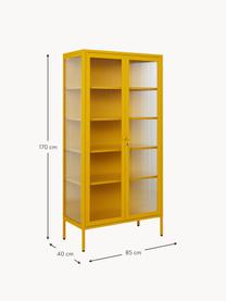 Metall-Vitrine The Collector mit geriffeltem Glas, Senfgelb, B 85 x H 170 cm