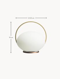 Lámpara de mesa para exterior LED regulable Orbit, portátil con puerto USB, Pantalla: plástico, Estructura: silicona, metal, revestid, Blanco, dorado, Ø 20 x Al 19 cm