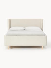 Čalouněná postel s úložným prostorem Arche, Tlumeně bílá, Š 140 cm, D 200 cm