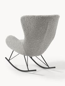 Teddy schommelstoel Wing met metalen poten, Bekleding: polyester (teddyvacht) Me, Frame: gegalvaniseerd metaal, Teddy grijs, zwart, B 77 x H 109 cm