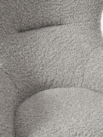 Poltrona in teddy grigio con gambe in metallo Wing, Rivestimento: poliestere (tessuto teddy, Struttura: metallo zincato, Teddy grigio, nero, Larg. 77 x Alt. 109 cm